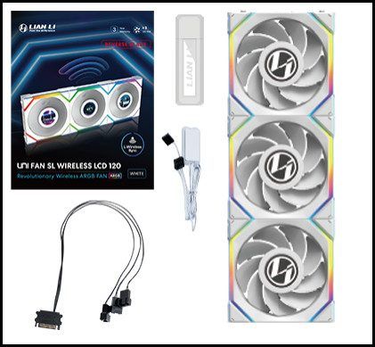 Lian Li UNI FAN SL Wireless LCD 120 Reverse Blade Blanc Paquet de 3 avec Contrôl