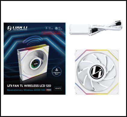 Lian Li UNI FAN TL120 LCD Reverse Blade Wireless Blanc 120mm ARGB Ventilateur de