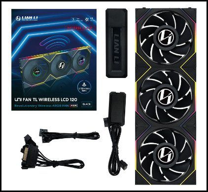 Lian Li UNI FAN TL120 LCD Reverse Blade Wireless Noir Paquet de 3 avec Contrôleu