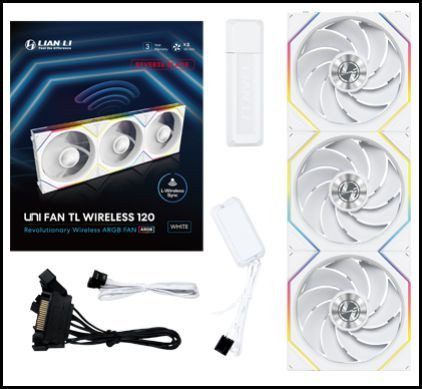 Lian Li UNI FAN TL120 Reverse Blade Wireless Blanc Triple Pack w Controller 120m