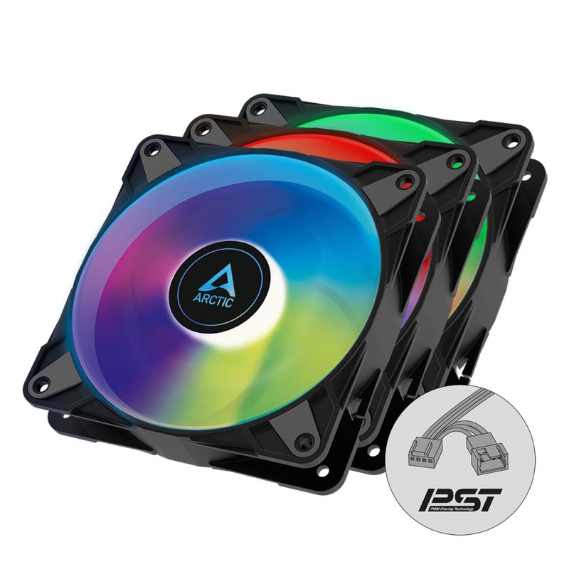 Arctic P12 PWM PST ARGB 120mm ARGB PWM Fan with Cable Splitter - 3-Pack