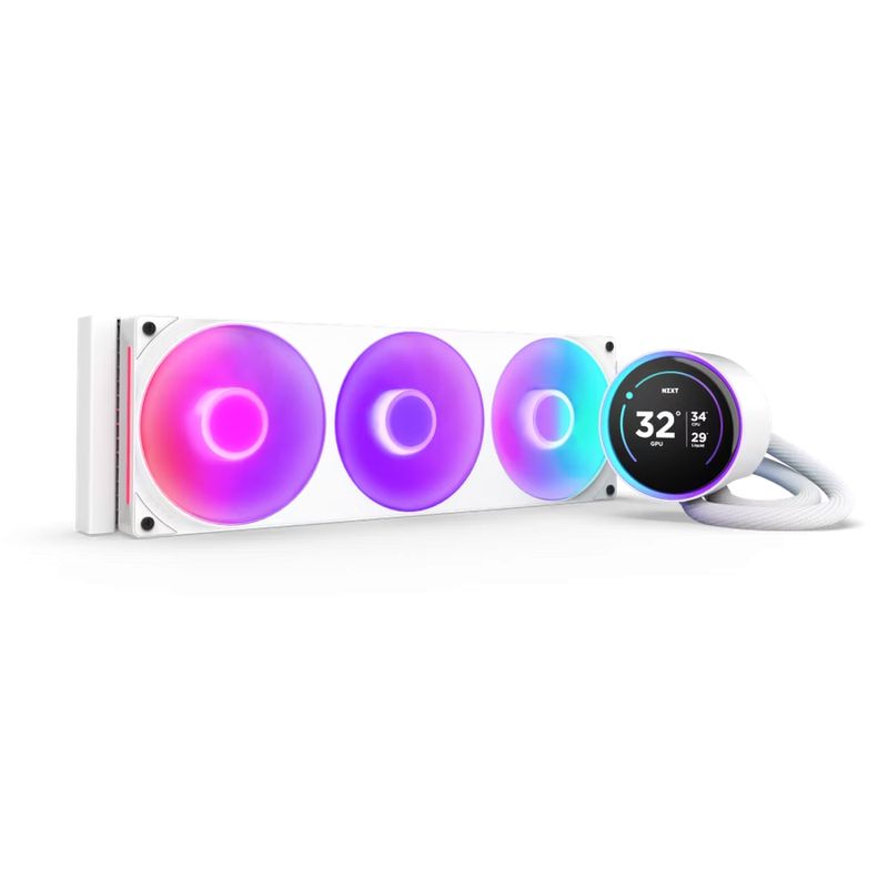 NZXT Kraken Elite 360 RGB Blanc LCD 360mm AIO Liquid CPU Cooler (RL-KR36E-W2)