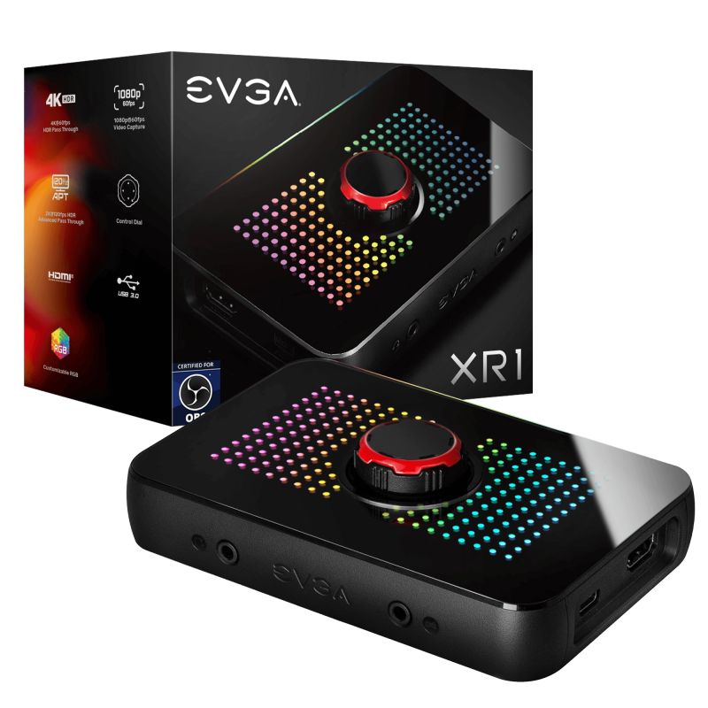 EVGA XR1 Capture Card, Certified for OBS, USB 3.0, 4K Pass Through, ARGB
