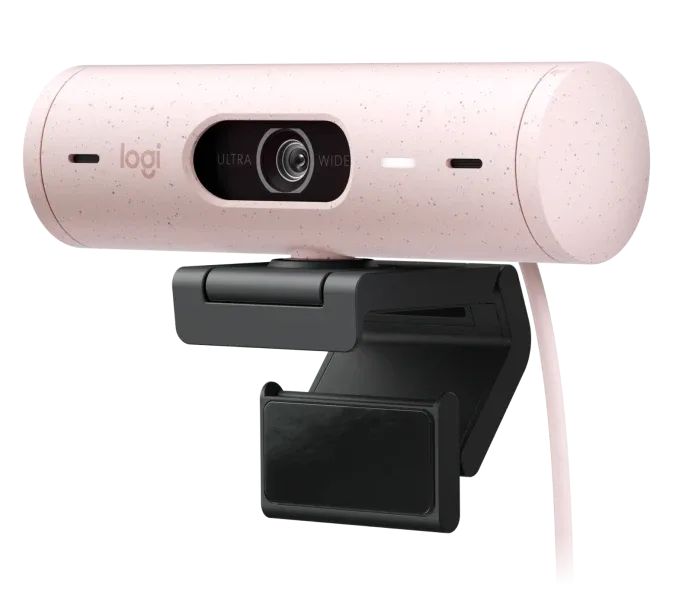 Logitech Brio 500 Rose 1080p Webcamavec correction de la lumière, cadrage automa